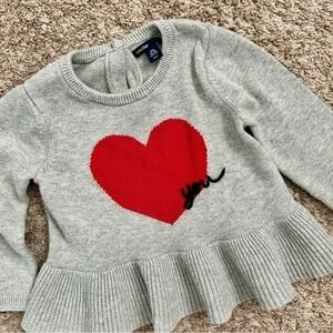 babyGap I Girls Gray Heart Peplum Sweater I Size 18-24 Months I EUC